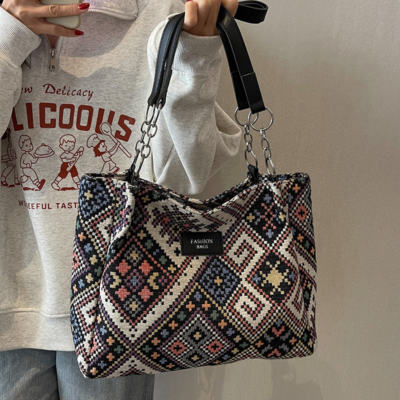 All-match One-shoulder Tote Bag For Class